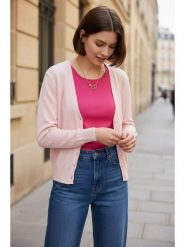 ASSUILI Kardigan w kolorze jasnoróżowym rozmiar: 40. Różowe kardigany Assuili, bez wzorów. Za 100.99 zł.