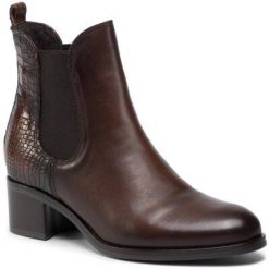 Gino Rossi 594-001CC-SARA Brązowy. Brązowe botki Gino Rossi, bez wzorów, ze skóry, bez obcasa, bez zapięcia. Za 349.99 zł.