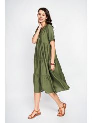 Le Jardin du Lin Sukienka w kolorze khaki rozmiar: 36. Brązowe sukienki Le jardin du lin, bez wzorów, bez kołnierzyka, bez ramiączek, midi. Za 194.95 zł.