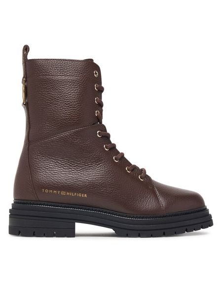 Tommy Hilfiger Trzewiki Th Emboss Grain Leather Boot FW0FW09553 Brązowy. Brązowe botki TOMMY HILFIGER, bez wzorów, ze skóry, bez obcasa, na płaskiej podeszwie, bez zapięcia. Za 799.99 zł.
