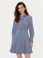 Tommy Jeans Sukienka koszulowa DW0DW20470 Granatowy Regular Fit. Niebieskie sukienki Tommy Jeans, m, bez wzorów, z bawełny, bez kołnierzyka, bez ramiączek, koszulowe. Za 289.99 zł.
