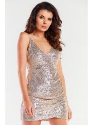 Awama Sukienka w kolorze beżowym rozmiar: S. Brązowe sukienki Awama, s, bez wzorów, bez kołnierzyka, bez ramiączek, mini. Za 161.73 zł.