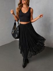 LA Angels Spódnica w kolorze czarnym rozmiar: M. Czarne spódnice LA Angels, m, bez wzorów, z koronki, midi. Za 165.99 zł.