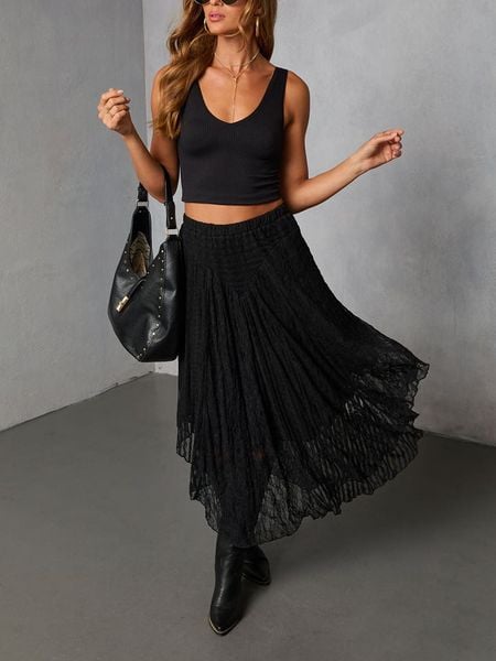 LA Angels Spódnica w kolorze czarnym rozmiar: XL. Czarne spódnice LA Angels, xl, bez wzorów, z koronki, midi. Za 229.95 zł.