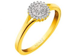 Pierścionek z żółtego złota z diamentami - 0,10 ct - próba 585. Żółte pierścionki Apart, z diamentem, złote. Za 2,659.00 zł.