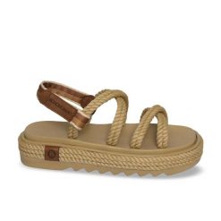 Sandały damskie na platformie Tahiti. Brązowe sandały Aulp, bez wzorów, z gumy, boho, z otwartym noskiem, bez obcasa, na platformie, bez zapięcia. Za 449.99 zł.