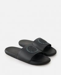 Klapki damskie Rip Curl Icons Bloom. Czarne klapki Rip Curl, bez wzorów, z materiału, bez obcasa. Za 149.99 zł.