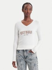 Guess Sweter W6BR55 Z1456 Kremowy Regular Fit. Białe swetry Guess, xs, z aplikacjami, z wiskozy, bez ramiączek. Za 344.99 zł.