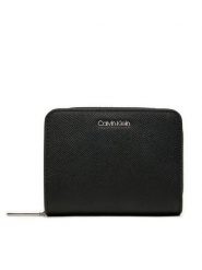 Calvin Klein Mały Portfel Damski Ck Must Md Zip Around_Caviar K60K612831 Czarny. Czarne portfele Calvin Klein, bez wzorów, ze skóry. Za 179.99 zł.