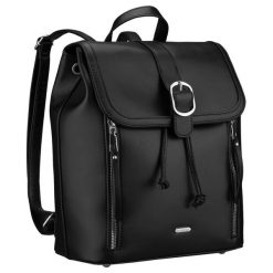 Czarny, niewielki plecak damski ze skóry ekologicznej wyposażony w nóżki ochronne Rovicky R-L61409. Brązowe plecaki ROVICKY, bez wzorów, ze skóry ekologicznej. Za 129.99 zł.