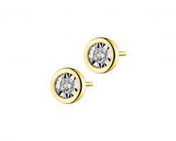 Kolczyki z żółtego i białego złota z brylantami - 0,10 ct - próba 375. Białe kolczyki Apart, z brylantem, złote. Za 1,729.00 zł.