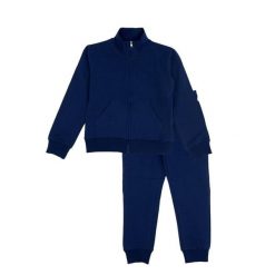 Bluza z pełny zamek błyskawiczny na co dzień. Niebieskie bluzy LEONE 1947 APPAREL, bez wzorów, z bawełny, bez kaptura. W wyprzedaży za 134.57 zł.