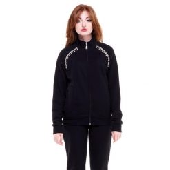 Bluza z bawełna z pełny zamek błyskawiczny na co dzień. Czarne bluzy LEONE 1947 APPAREL, s, bez wzorów, z bawełny, bez kaptura. W wyprzedaży za 246.29 zł.