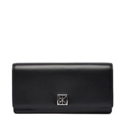 Duży Portfel Damski Calvin Klein. Czarne portfele Calvin Klein, bez wzorów. Za 349.99 zł.
