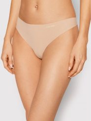 Calvin Klein Underwear Stringi 0000D3428E Beżowy. Brązowe stringi Calvin Klein Underwear, bez wzorów, z syntetyku. Za 49.99 zł.