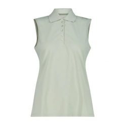 Damska koszulka polo bez rękawów CMP. Zielone koszulki polo CMP, s, bez wzorów, z materiału, bez kołnierzyka, bez ramiączek. Za 125.00 zł.