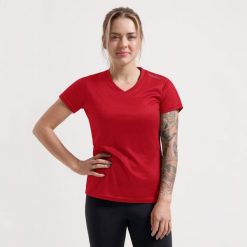 Funkcjonalna koszulka damska Rogelli PROMOTION LADY. Czerwone koszulki sportowe Rogelli, bez wzorów, bez ramiączek. Za 51.00 zł.