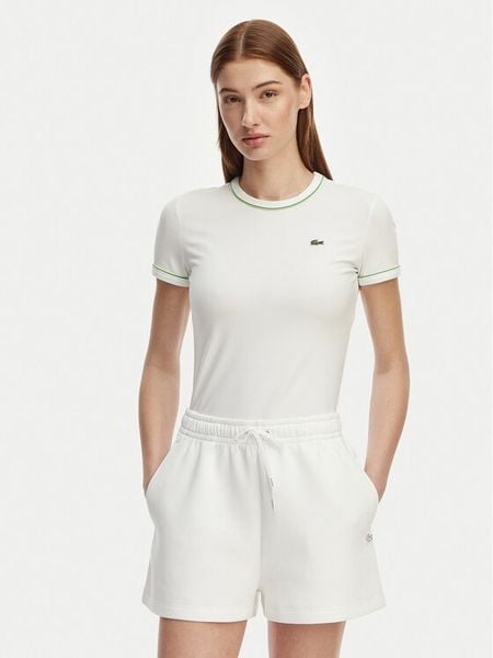 Lacoste T-Shirt TF5289 Biały Slim Fit. Białe t-shirty Lacoste, bez wzorów, z bawełny, bez kołnierzyka, bez ramiączek. Za 206.99 zł.