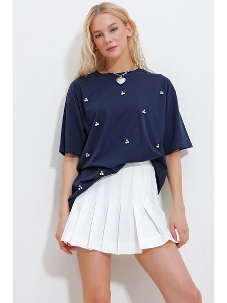 Trend Alacati Koszulka w kolorze granatowym rozmiar: onesize. Niebieskie bluzki Trend Alacati, bez wzorów, z bawełny, bez kołnierzyka, bez ramiączek. Za 84.79 zł.