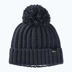 Czapka zimowa damska Jack Wolfskin Highloft Knit. Niebieskie czapki Jack Wolfskin, bez wzorów, z dzianiny. Za 149.99 zł.