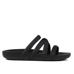 Sandały damskie do chodzenia Crocs SPLASH STRAPPY. Czarne sandały Crocs, bez wzorów, bez obcasa, bez zapięcia. W wyprzedaży za 179.00 zł.