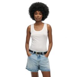 Damski tank top Superdry Studios Lightweight Racer. Białe topy Superdry, bez wzorów, bez kołnierzyka, bez ramiączek. Za 103.50 zł.