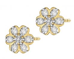 Kolczyki z żółtego złota z diamentami - kwiat - 0,01 ct - próba 375. Żółte kolczyki Apart, z diamentem, złote. Za 1,359.00 zł.