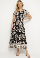 Czarna Wiskozowa Sukienka z Geometrycznym Wzorem Cleanna. Czarne sukienki Born2be, na co dzień, l, z aplikacjami, z wiskozy, eleganckie, bez kołnierzyka, bez ramiączek, maxi, proste. Za 49.99 zł.