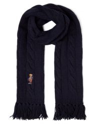 Polo Ralph Lauren szalik wełniany Kobiety Wełna niebieski, ONE SIZE. Niebieskie szaliki Polo Ralph Lauren, bez wzorów, z wełny, eleganckie. Za 599.95 zł.