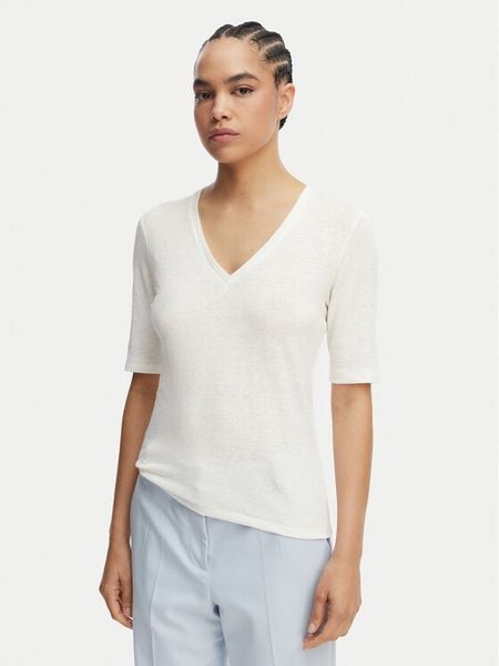 Weekend Max Mara Bluzka Opzione 2615941042 Biały Regular Fit. Białe bluzki Weekend Max Mara, xs, bez wzorów, ze lnu, bez kołnierzyka, bez ramiączek. Za 459.99 zł.