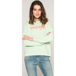 Wrangler - Bluza. Szare bluzy Wrangler, m, z nadrukiem, z bawełny, z kapturem. W wyprzedaży za 169.90 zł.