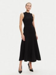 Guess Sukienka dzianinowa W5YK0S Z0241 Czarny Regular Fit. Czarne sukienki Guess, s, z aplikacjami, z dzianiny, bez kołnierzyka, bez ramiączek. Za 559.99 zł.