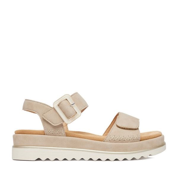 Sandały Remonte. Brązowe sandały Remonte, bez wzorów, bez obcasa, na płaskiej podeszwie, bez zapięcia. Za 379.99 zł.