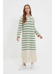 Trendyol Sukienka w kolorze kremowo-zielonym rozmiar: S/M. Brązowe sukienki Trendyol, m, bez wzorów, bez kołnierzyka, bez ramiączek, maxi. Za 108.99 zł.