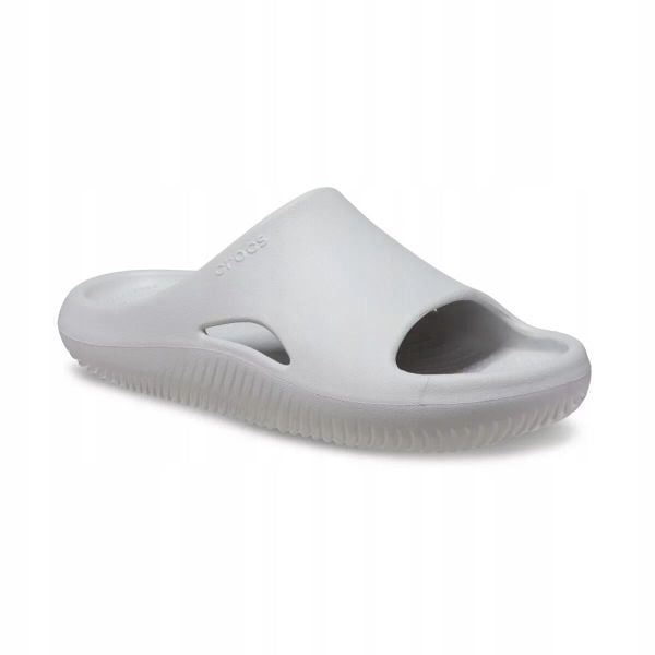 Klapki Dla Dorosłych Crocs Mellow Recovery Slide. Szare klapki Crocs, bez wzorów, z materiału, bez obcasa. Za 159.99 zł.