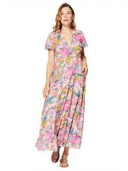 Aller Simplement Sukienka w kolorze jasnoróżowo-zielono-niebieskim rozmiar: 42. Różowe sukienki Aller Simplement, bez wzorów, z wiskozy, klasyczne, bez kołnierzyka, bez ramiączek, maxi. Za 100.99 zł.