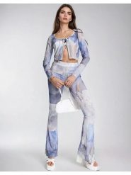 Monki Spodnie w kolorze niebiesko-białym rozmiar: XL. Niebieskie spodnie materiałowe Monki, xl, bez wzorów, z materiału, z podwyższonym stanem. Za 61.02 zł.