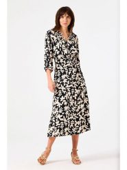 Garcia Sukienka w kolorze czarno-kremowym rozmiar: L. Brązowe sukienki Garcia, l, bez wzorów, z wiskozy, bez kołnierzyka, bez ramiączek, midi. Za 166.10 zł.