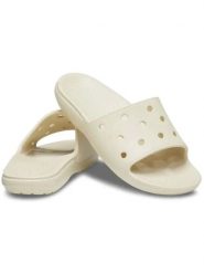Crocs Klapki "Classic" w kolorze kremowym rozmiar: 38/39. Brązowe klapki Crocs, bez wzorów, z otwartym noskiem, bez obcasa. Za 90.45 zł.