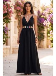 SOULSHAE Sukienka w kolorze czarnym rozmiar: S/M. Czarne sukienki SOULSHAE, m, bez wzorów, z wiskozy, bez kołnierzyka, bez ramiączek, maxi. Za 159.95 zł.