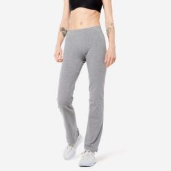 Legginsy fitness damskie Domyos Fit+ 500 regular. Szare legginsy sportowe DOMYOS, xl, bez wzorów, z bawełny, na fitness i siłownię. Za 49.99 zł.