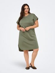 ONLY Carmakoma Sukienka w kolorze khaki rozmiar: XS-40/42. Brązowe sukienki Only Carmakoma, na co dzień, xs, z aplikacjami, bez kołnierzyka, bez ramiączek, midi, proste. Za 101.70 zł.