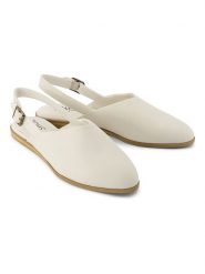 TOMS Skórzane baleriny w kolorze kremowym z paskiem rozmiar: 39. Brązowe baleriny Toms, bez wzorów, bez obcasa. Za 159.95 zł.