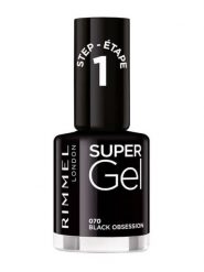 Rimmel Lakier do paznokci "Super Gel - 070 Black Obssesion" - 12 ml rozmiar: onesize. Czarne lakiery Rimmel. Za 21.99 zł.