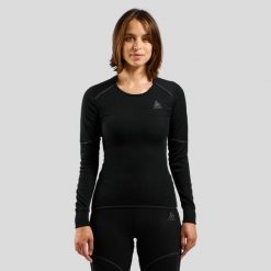 Longsleeve termoaktywny damski Active X-Warm Bl Top Crew Neck. Czarne bielizna sportowa Odlo, bez wzorów. Za 269.99 zł.
