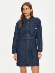 Calvin Klein Jeans Sukienka koszulowa J20J225008 Granatowy Regular Fit. Niebieskie sukienki Calvin Klein Jeans, l, bez wzorów, z bawełny, bez kołnierzyka, bez ramiączek, koszulowe. Za 289.99 zł.