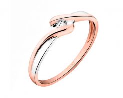 Pierścionek z różowego złota z brylantem - 0,04 ct - próba 375. Czerwone pierścionki Apart, z brylantem, złote. Za 1,290.00 zł.