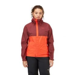 Kurtka przeciwdeszczowa damska Rab Downpour Eco. Brązowe kurtki sportowe RAB, xs, bez wzorów, bez kaptura. Za 519.99 zł.