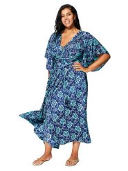 Aller Simplement Sukienka w kolorze granatowym rozmiar: 54-58. Niebieskie sukienki Aller Simplement, bez wzorów, klasyczne, bez kołnierzyka, bez ramiączek, maxi. Za 60.99 zł.