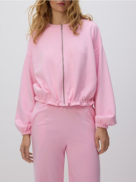 Bluza ze ściągaczem - różowy. Czerwone bluzy Reserved, l, bez wzorów, z bawełny, bez kaptura. Za 129.99 zł.